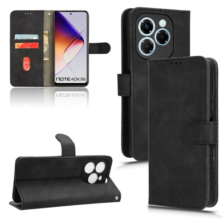 For Infinix Note 40X 5G Leather Case Skin-Feel Anti-Drop Wallet Flip Phone Cover - Black