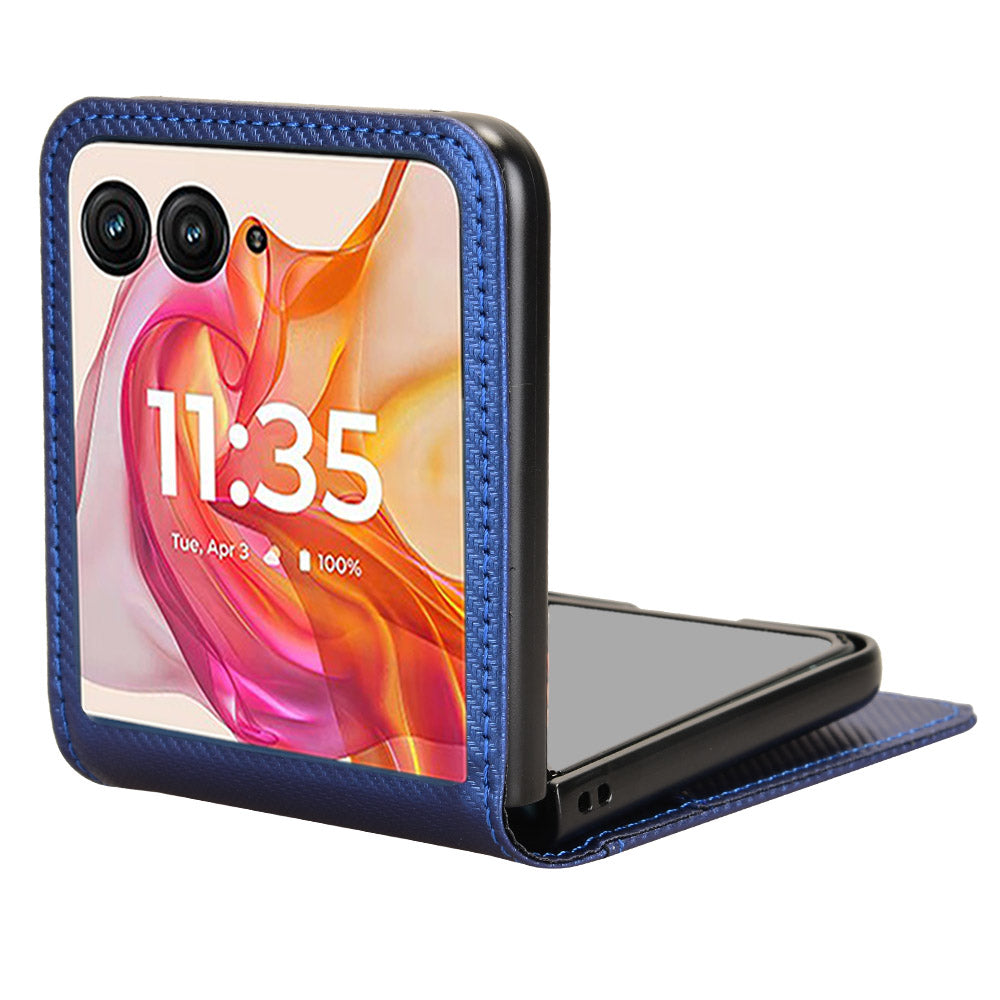 For Motorola Razr 50 Ultra 5G Case PU Leather+PC Card Holder Mobile Phone Cover - Blue