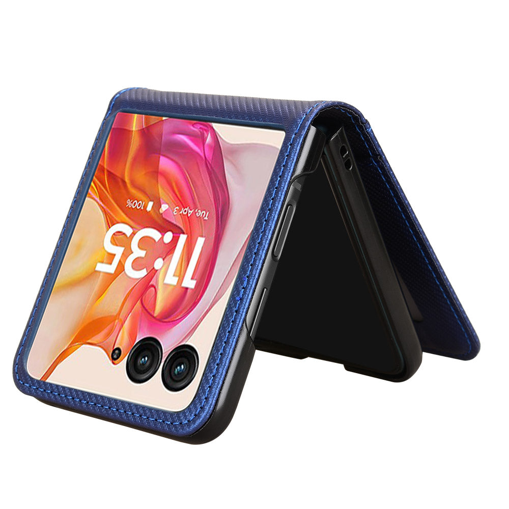For Motorola Razr 50 Ultra 5G Case PU Leather+PC Card Holder Mobile Phone Cover - Blue