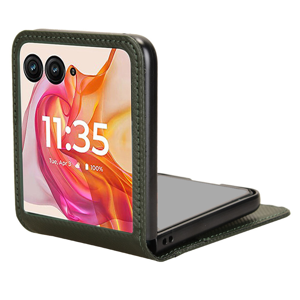 For Motorola Razr 50 Ultra 5G Case PU Leather+PC Card Holder Mobile Phone Cover - Green