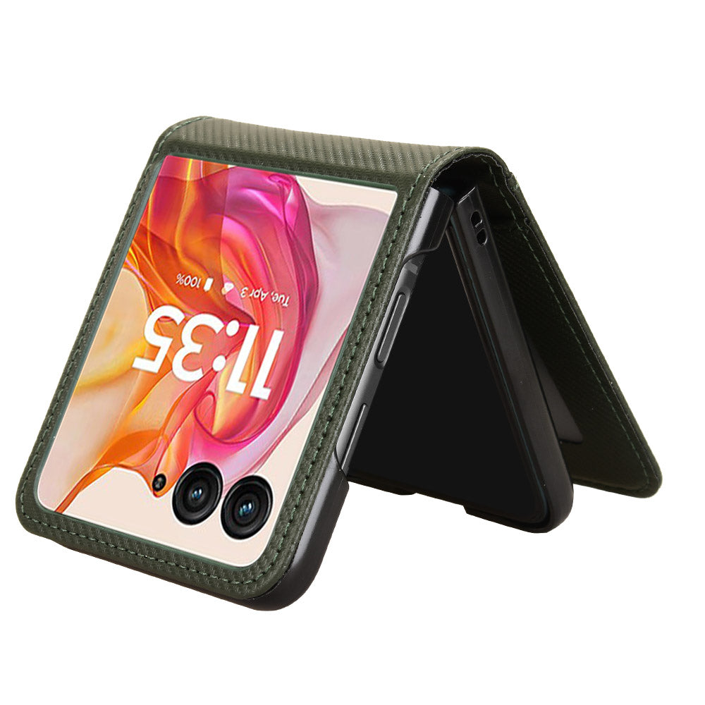 For Motorola Razr 50 Ultra 5G Case PU Leather+PC Card Holder Mobile Phone Cover - Green