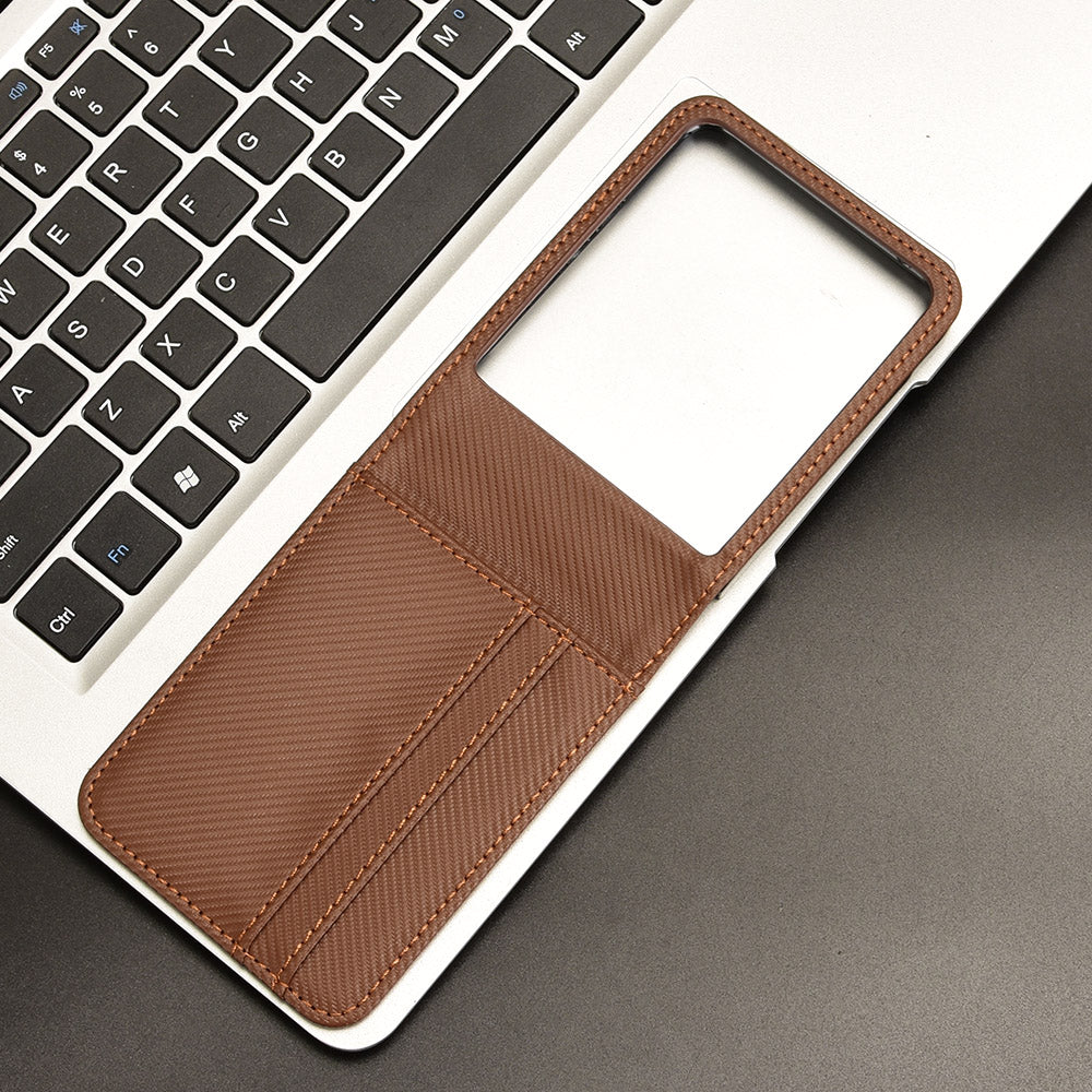 For Motorola Razr 50 Ultra 5G Case PU Leather+PC Card Holder Mobile Phone Cover - Brown