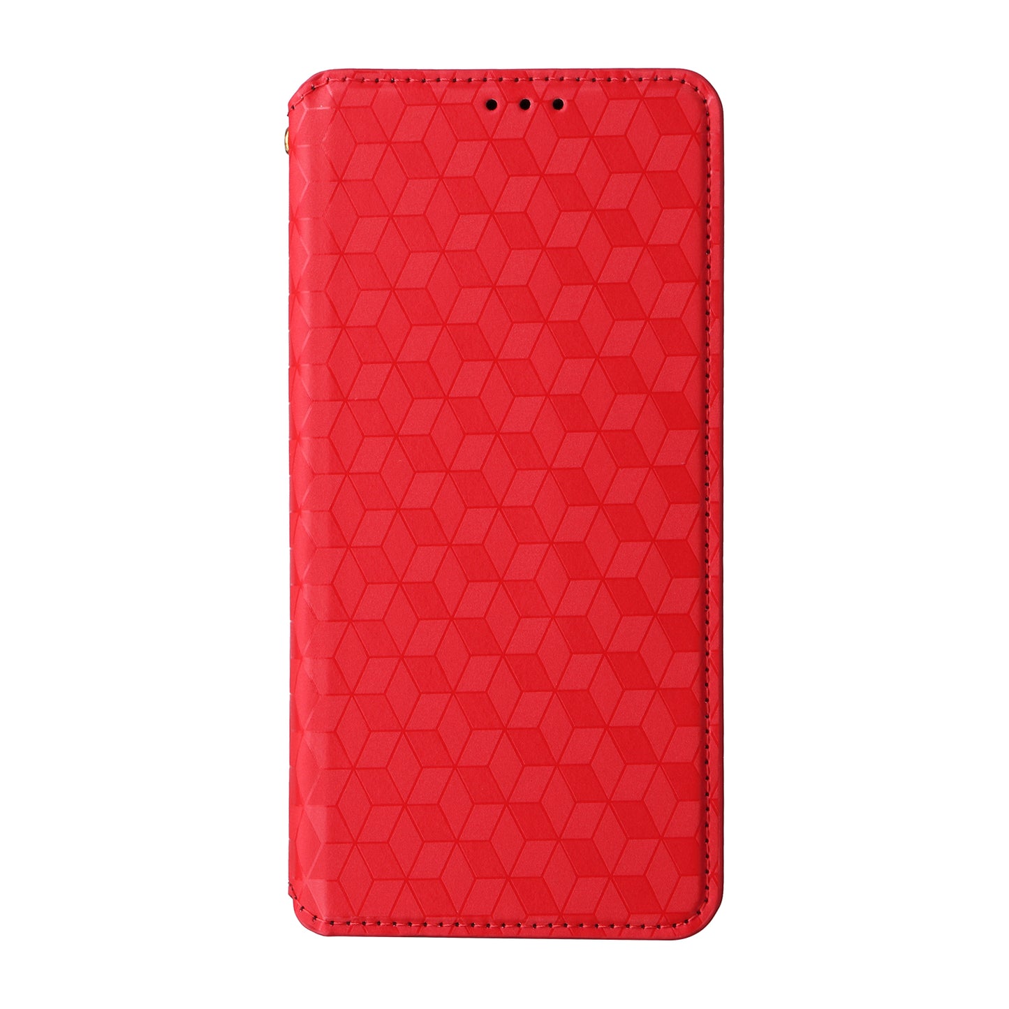 For Samsung Galaxy A06 Wallet Case Rhombus Imprinted Leather Phone Cover - Red