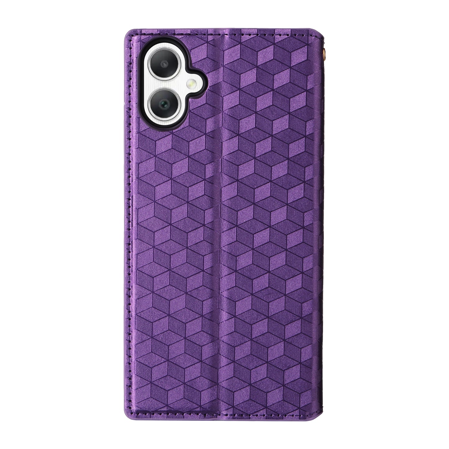 For Samsung Galaxy A06 Wallet Case Rhombus Imprinted Leather Phone Cover - Purple