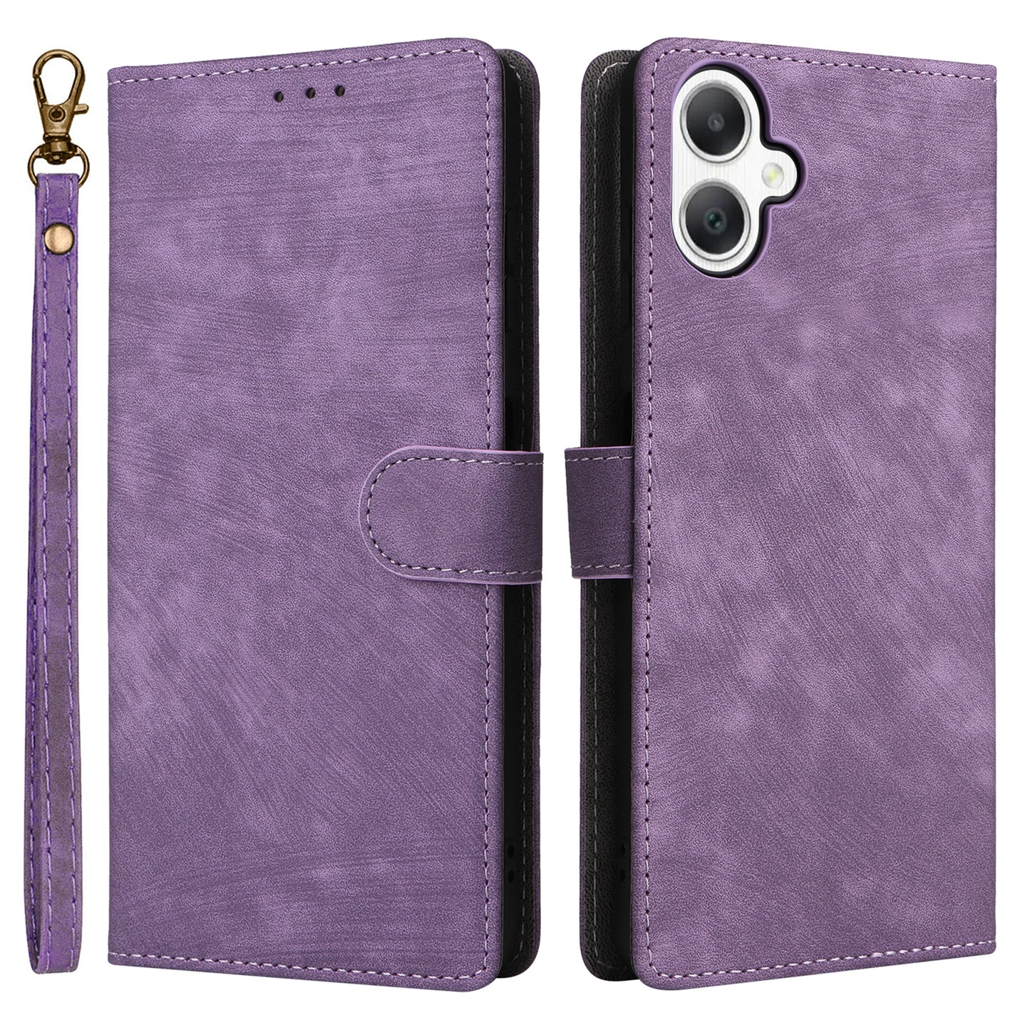 For Samsung Galaxy A06 Wallet Case RFID Blocking PU Leather Cover Stand View - Purple