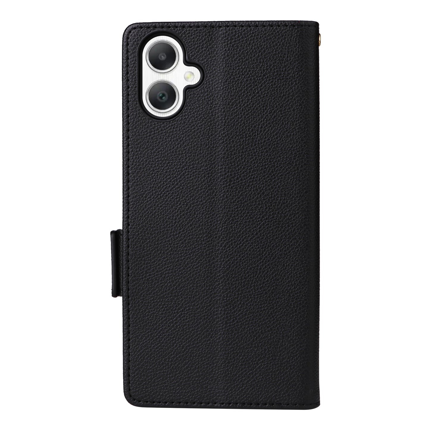 For Samsung Galaxy A06 Case Litchi Texture PU Leather Wallet Flip Phone Cover - Black