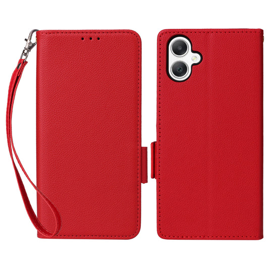 For Samsung Galaxy A06 Case Litchi Texture PU Leather Wallet Flip Phone Cover - Red