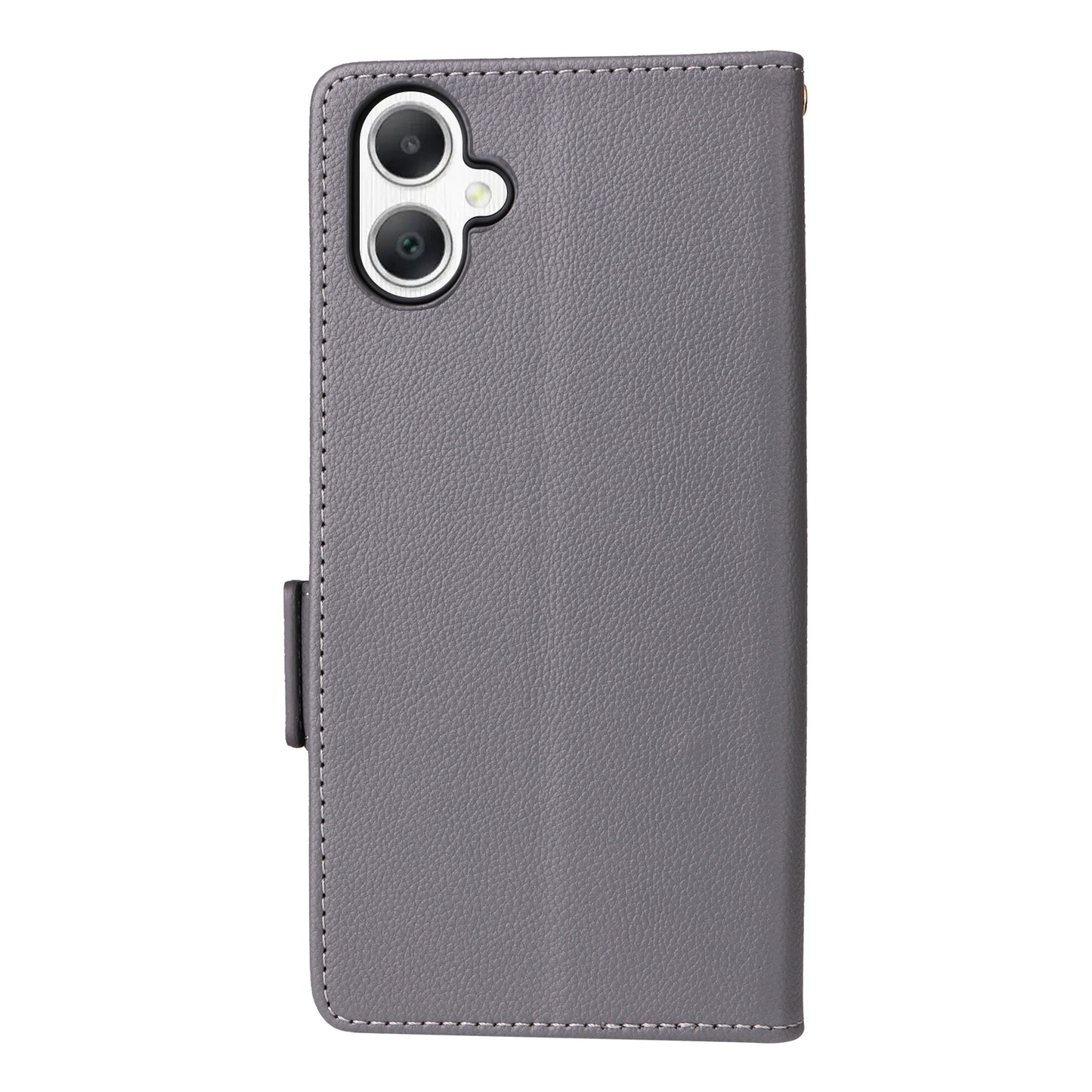 For Samsung Galaxy A06 Case Litchi Texture PU Leather Wallet Flip Phone Cover - Grey