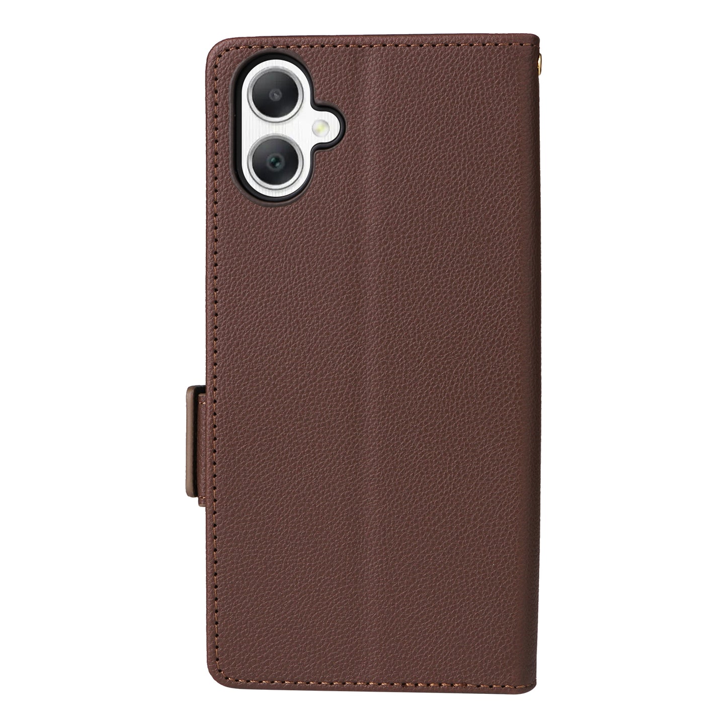 For Samsung Galaxy A06 Case Litchi Texture PU Leather Wallet Flip Phone Cover - Brown