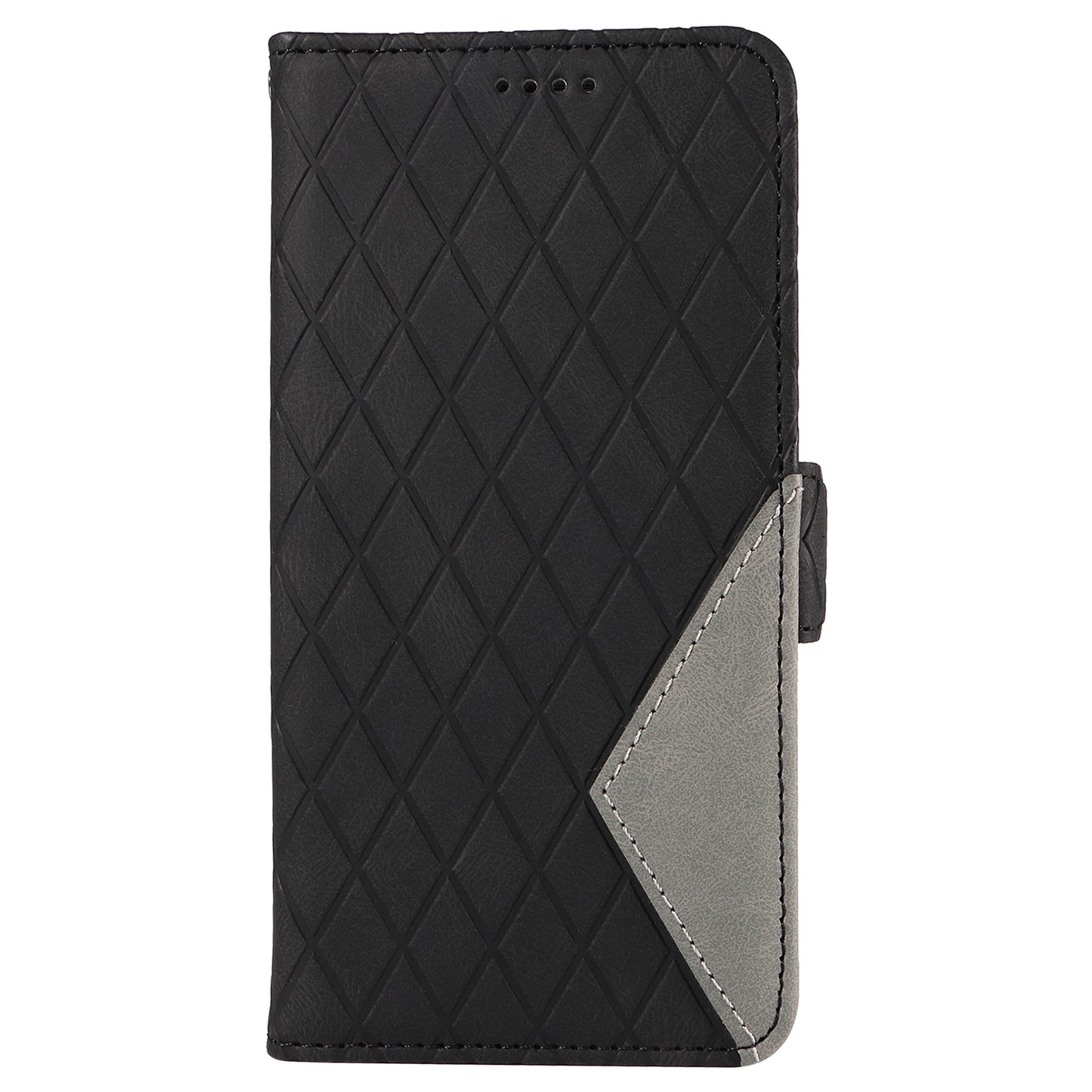 For Samsung Galaxy A06 Case Rhombus PU Leather Flip Phone Cover - Black