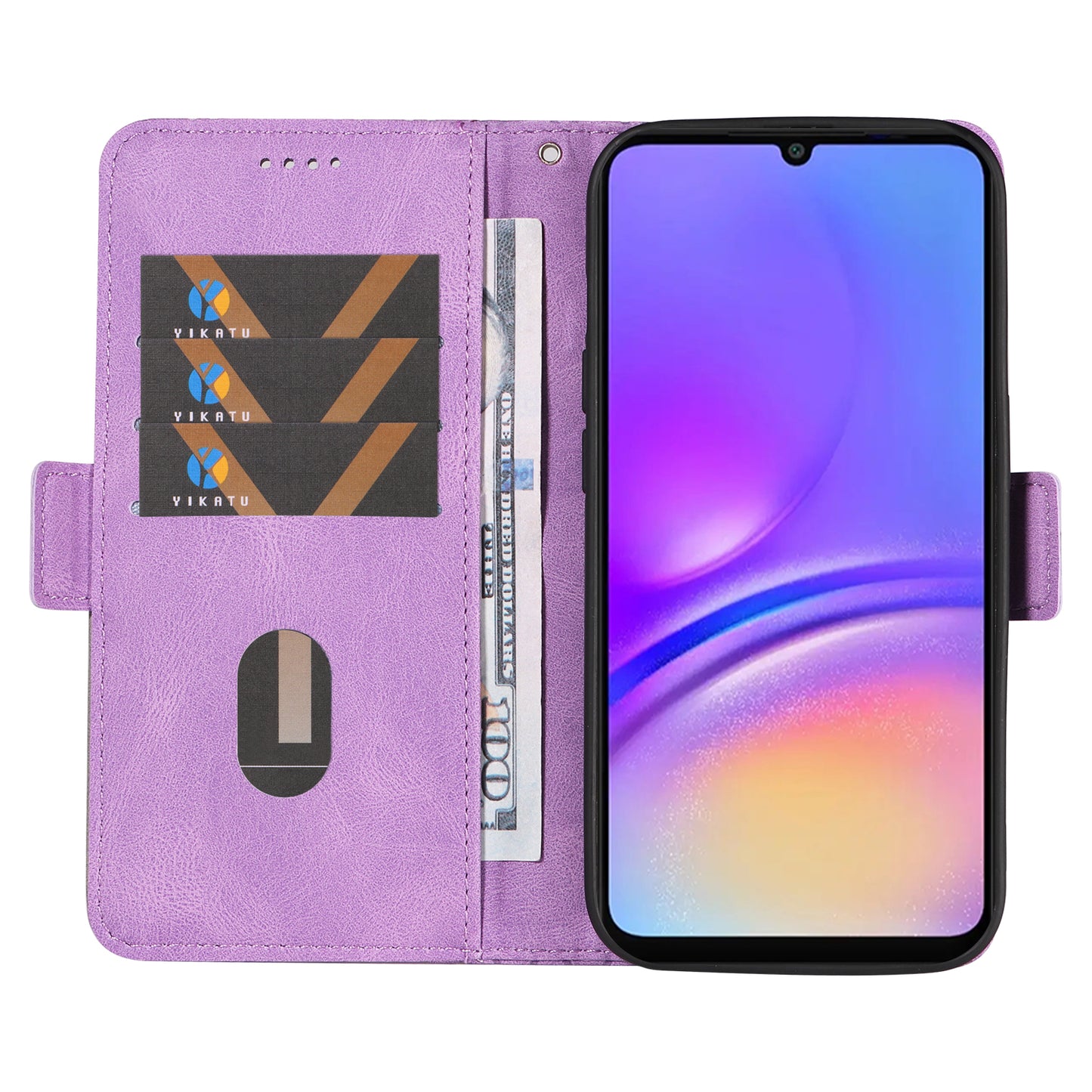 For Samsung Galaxy A06 Case Rhombus PU Leather Flip Phone Cover - Light Purple