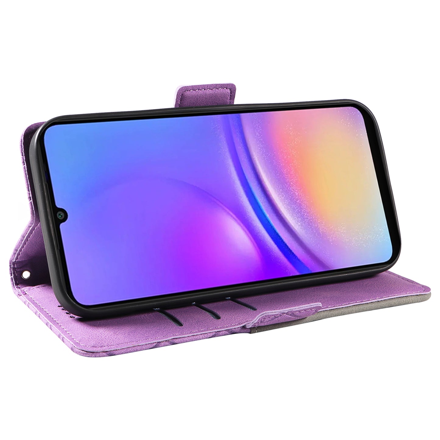 For Samsung Galaxy A06 Case Rhombus PU Leather Flip Phone Cover - Light Purple