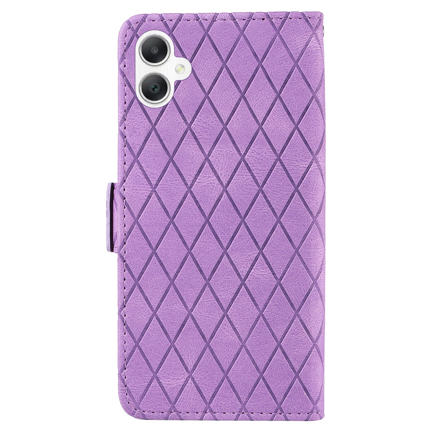 For Samsung Galaxy A06 Case Rhombus PU Leather Flip Phone Cover - Light Purple