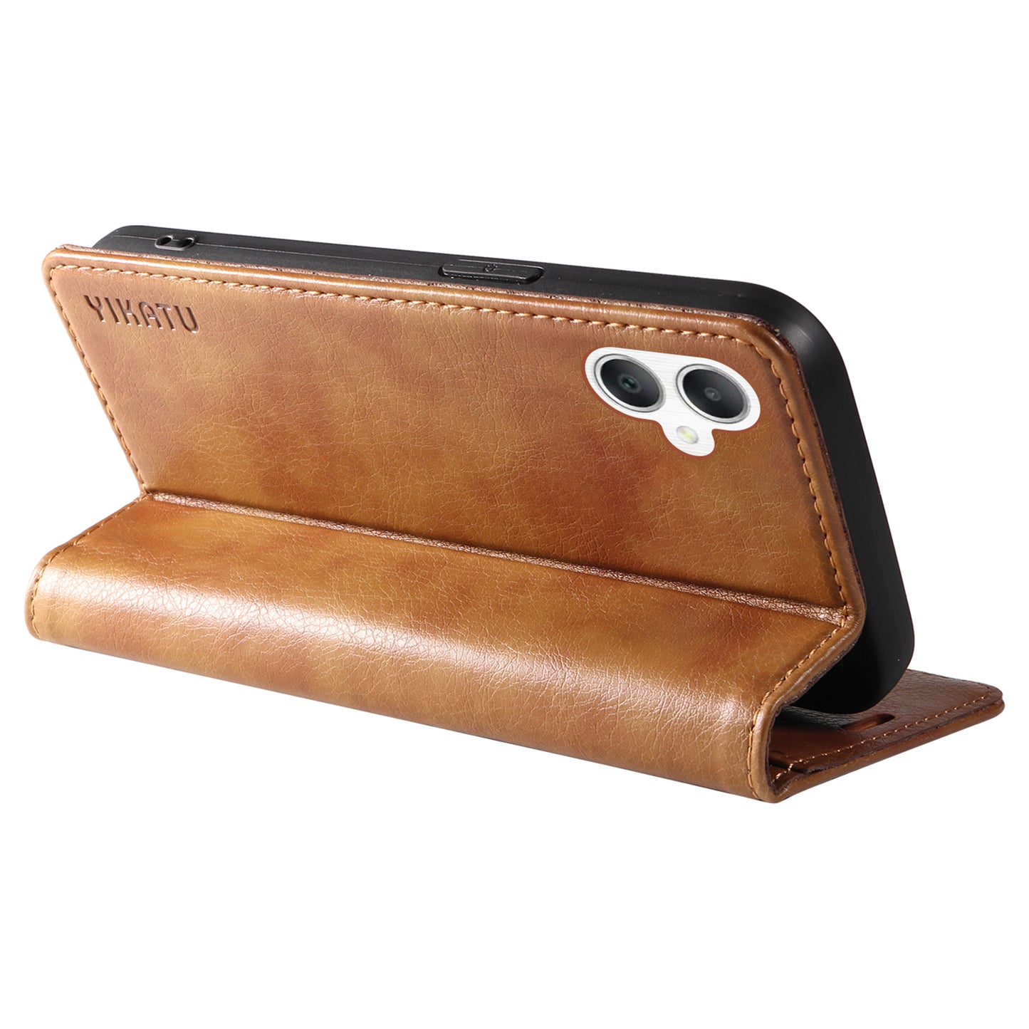 YIKATU YK-006 For Samsung Galaxy A06 Case Wallet Litchi Grain Leather Phone Cover Magnetic Auto-Absorbed - Brown