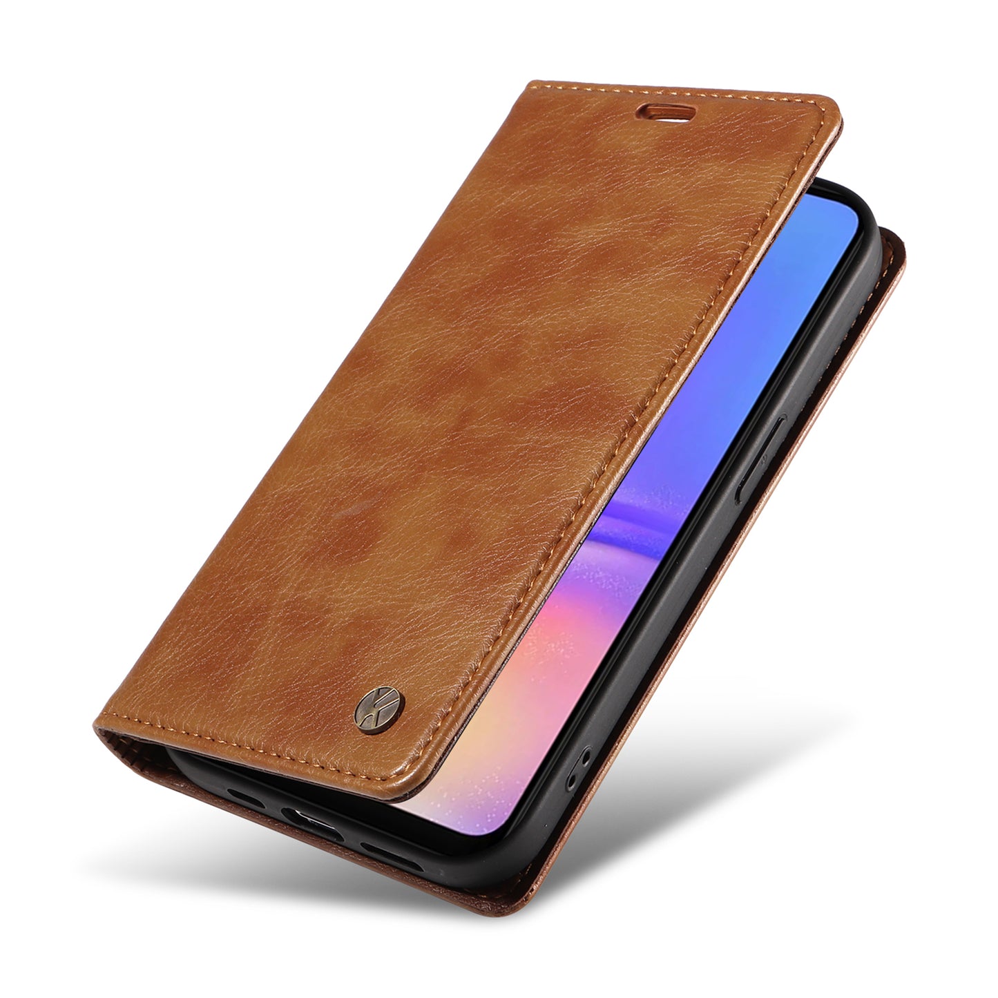 YIKATU YK-006 For Samsung Galaxy A06 Case Wallet Litchi Grain Leather Phone Cover Magnetic Auto-Absorbed - Brown