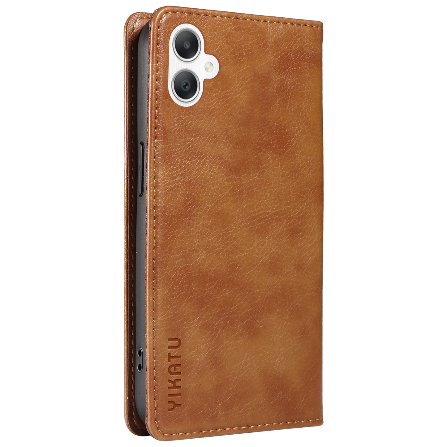 YIKATU YK-006 For Samsung Galaxy A06 Case Wallet Litchi Grain Leather Phone Cover Magnetic Auto-Absorbed - Brown