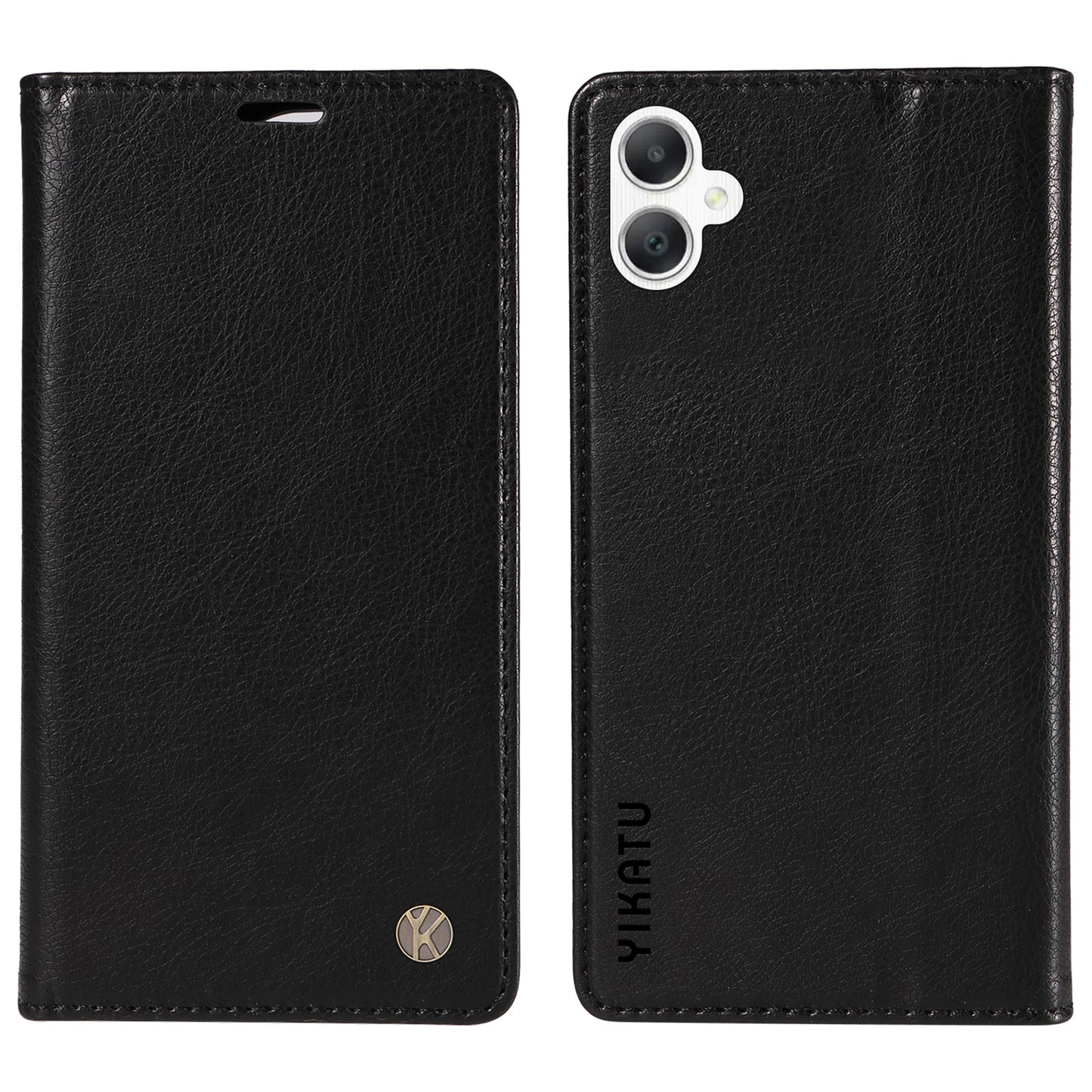 YIKATU YK-006 For Samsung Galaxy A06 Case Wallet Litchi Grain Leather Phone Cover Magnetic Auto-Absorbed - Black