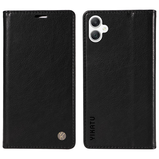 YIKATU YK-006 For Samsung Galaxy A06 Case Wallet Litchi Grain Leather Phone Cover Magnetic Auto-Absorbed - Black