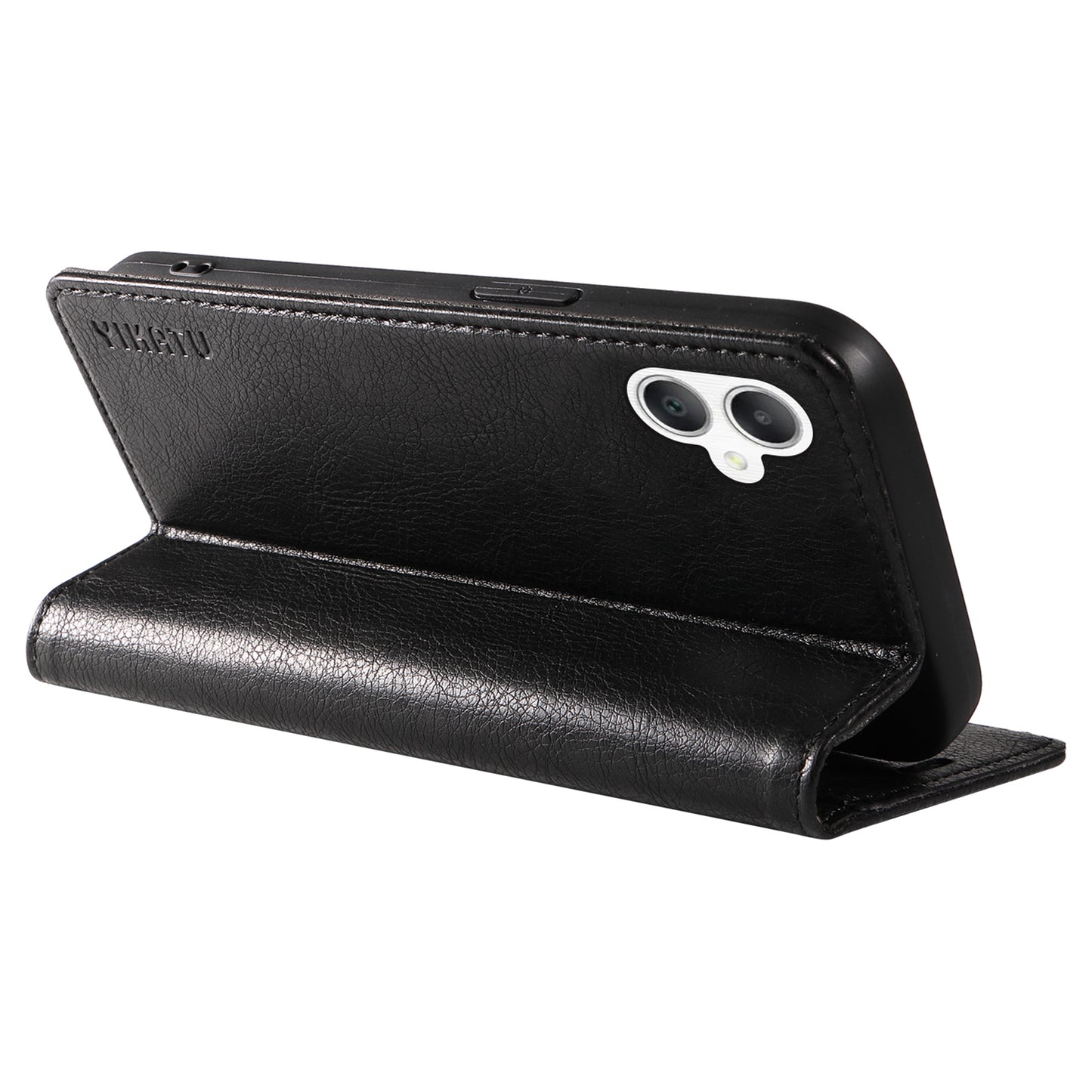 YIKATU YK-006 For Samsung Galaxy A06 Case Wallet Litchi Grain Leather Phone Cover Magnetic Auto-Absorbed - Black
