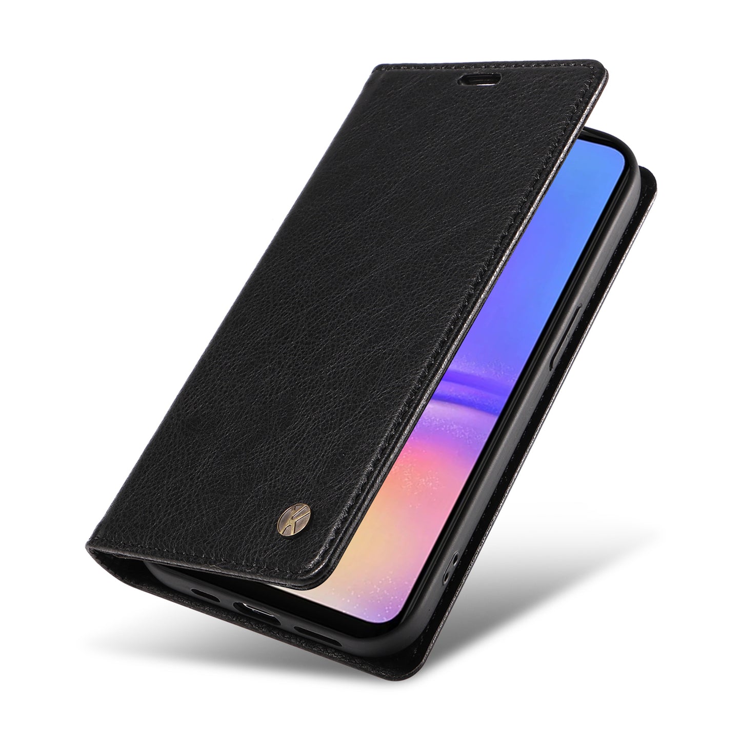 YIKATU YK-006 For Samsung Galaxy A06 Case Wallet Litchi Grain Leather Phone Cover Magnetic Auto-Absorbed - Black