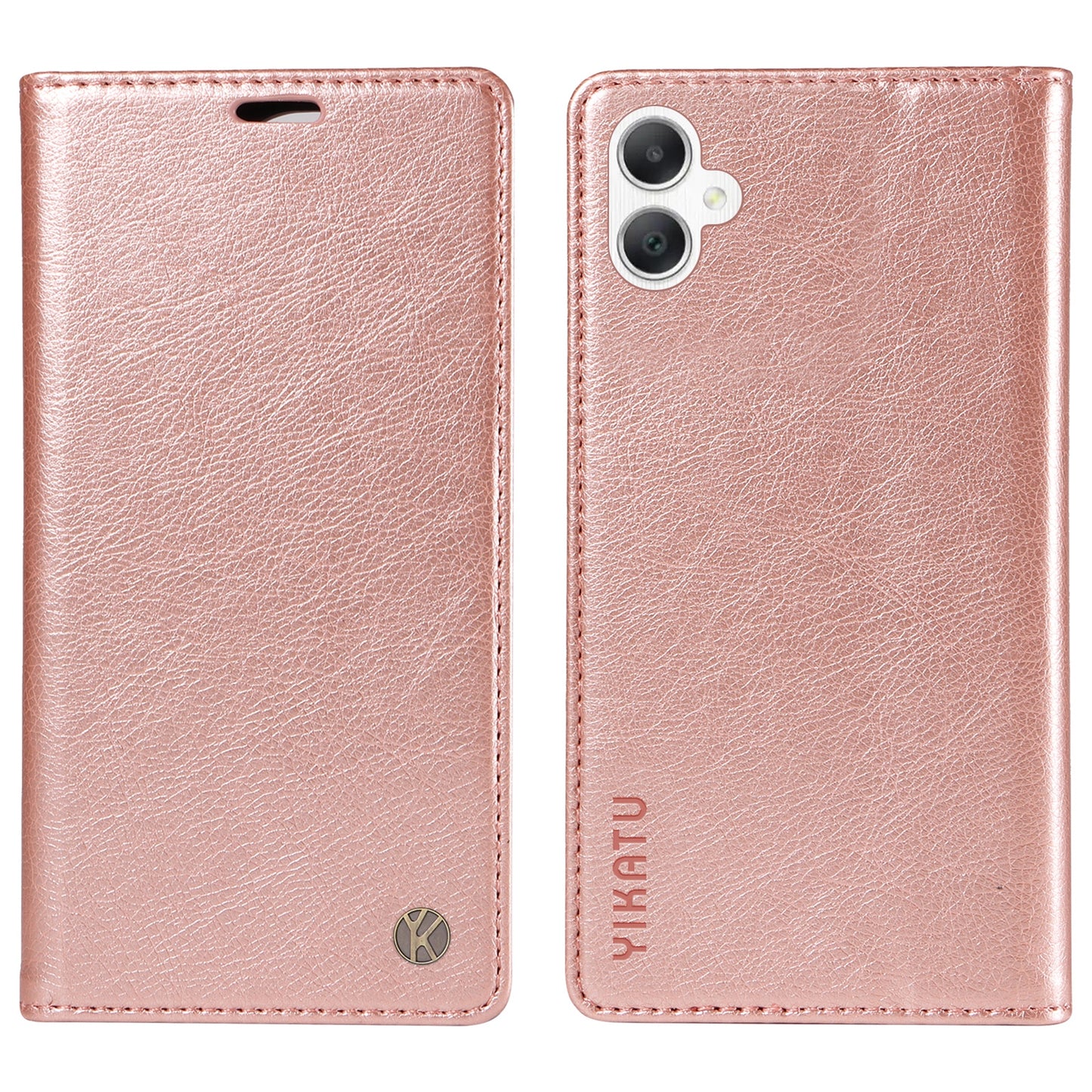 YIKATU YK-006 For Samsung Galaxy A06 Case Wallet Litchi Grain Leather Phone Cover Magnetic Auto-Absorbed - Rose Gold