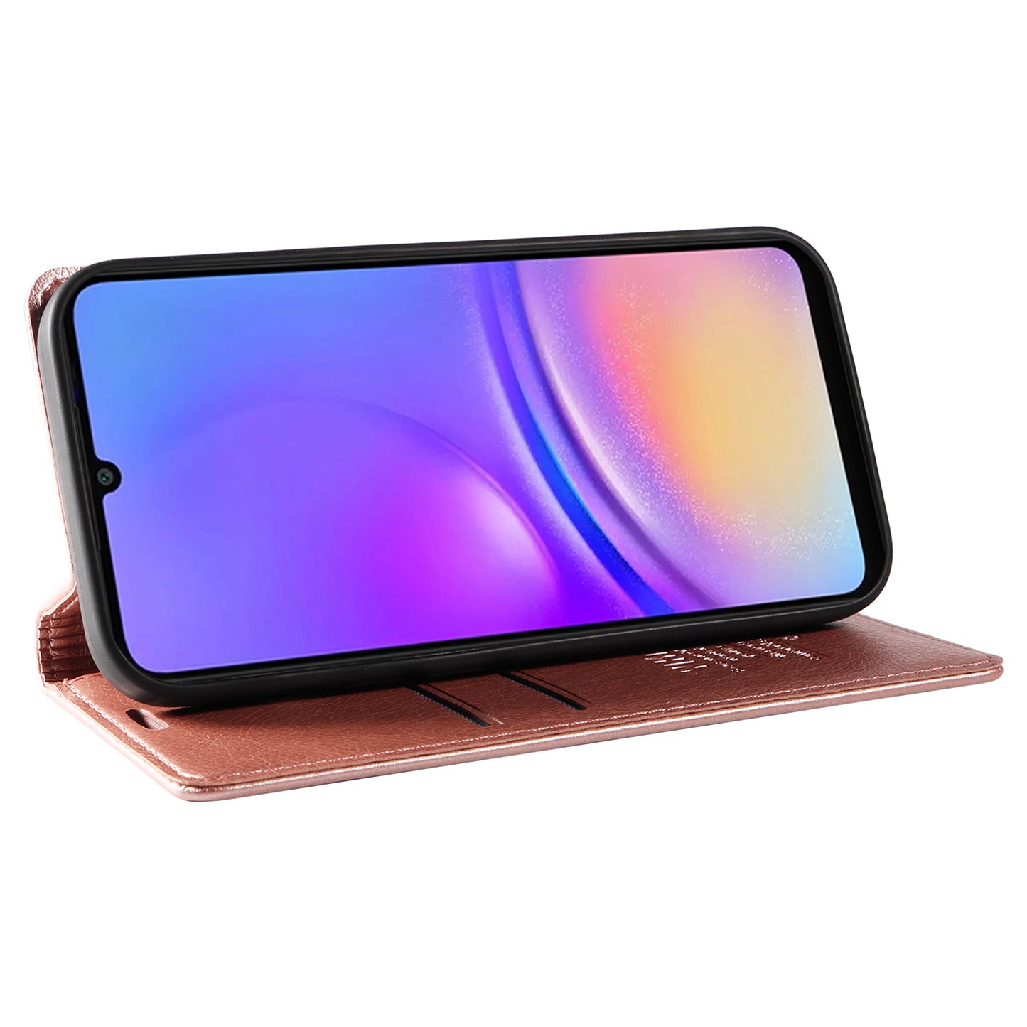 YIKATU YK-006 For Samsung Galaxy A06 Case Wallet Litchi Grain Leather Phone Cover Magnetic Auto-Absorbed - Rose Gold