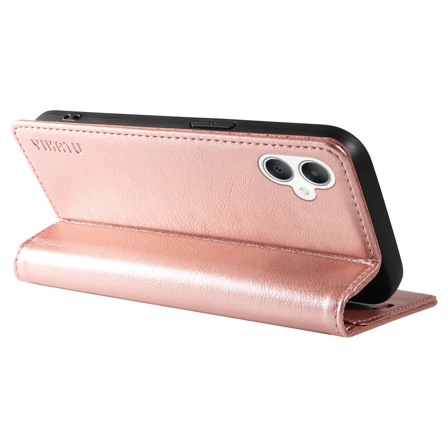 YIKATU YK-006 For Samsung Galaxy A06 Case Wallet Litchi Grain Leather Phone Cover Magnetic Auto-Absorbed - Rose Gold