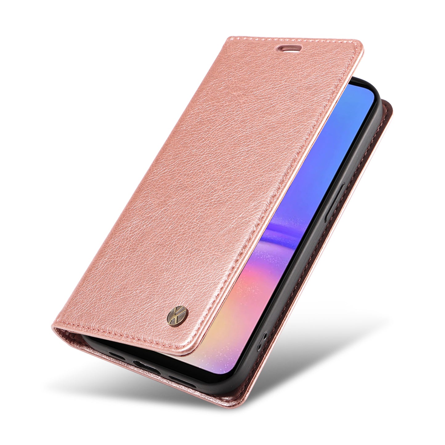 YIKATU YK-006 For Samsung Galaxy A06 Case Wallet Litchi Grain Leather Phone Cover Magnetic Auto-Absorbed - Rose Gold