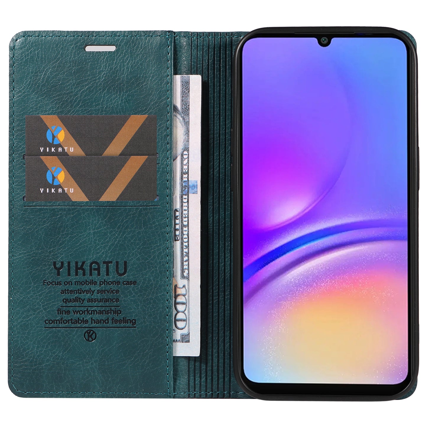 YIKATU YK-006 For Samsung Galaxy A06 Case Wallet Litchi Grain Leather Phone Cover Magnetic Auto-Absorbed - Blue