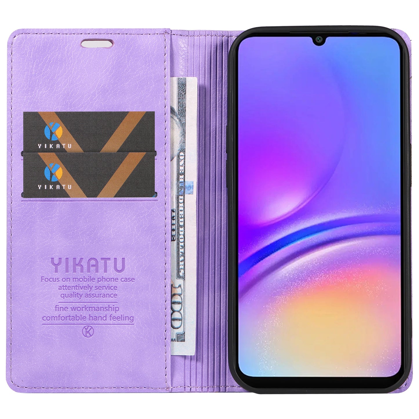 YIKATU YK-006 For Samsung Galaxy A06 Case Wallet Litchi Grain Leather Phone Cover Magnetic Auto-Absorbed - Purple
