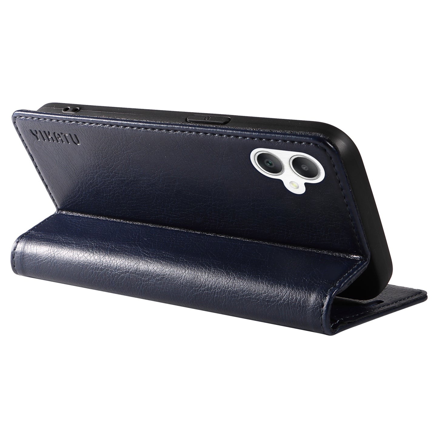 YIKATU YK-006 For Samsung Galaxy A06 Case Wallet Litchi Grain Leather Phone Cover Magnetic Auto-Absorbed - Navy Blue