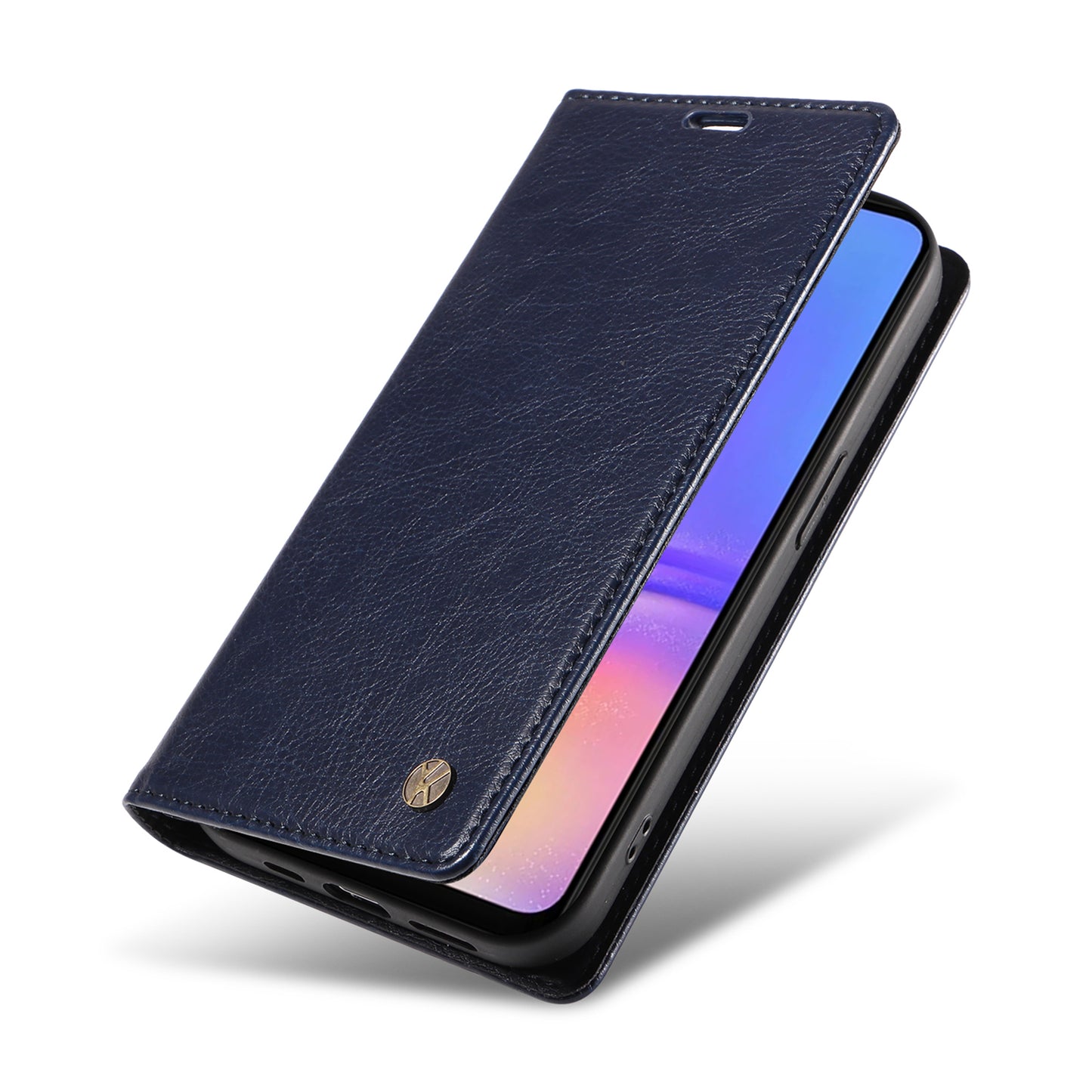 YIKATU YK-006 For Samsung Galaxy A06 Case Wallet Litchi Grain Leather Phone Cover Magnetic Auto-Absorbed - Navy Blue