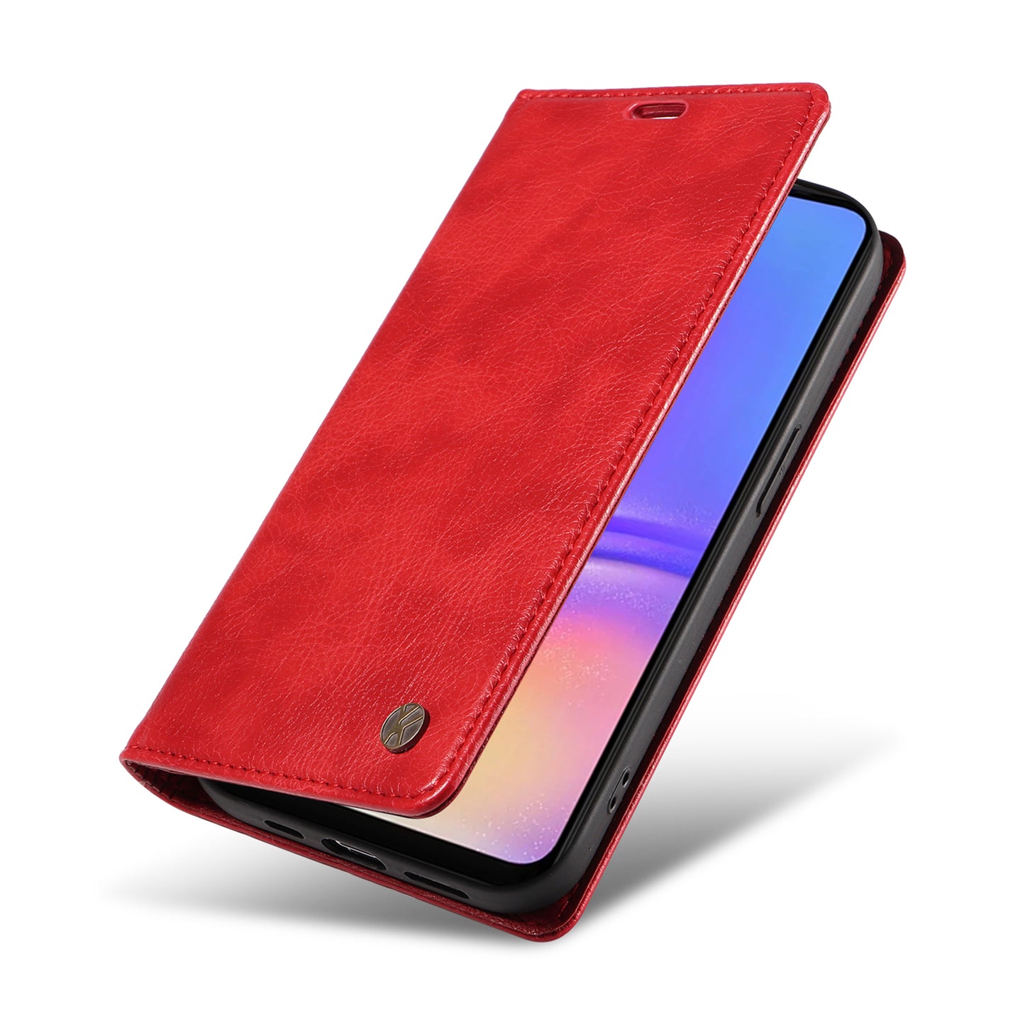 YIKATU YK-006 For Samsung Galaxy A06 Case Wallet Litchi Grain Leather Phone Cover Magnetic Auto-Absorbed - Red