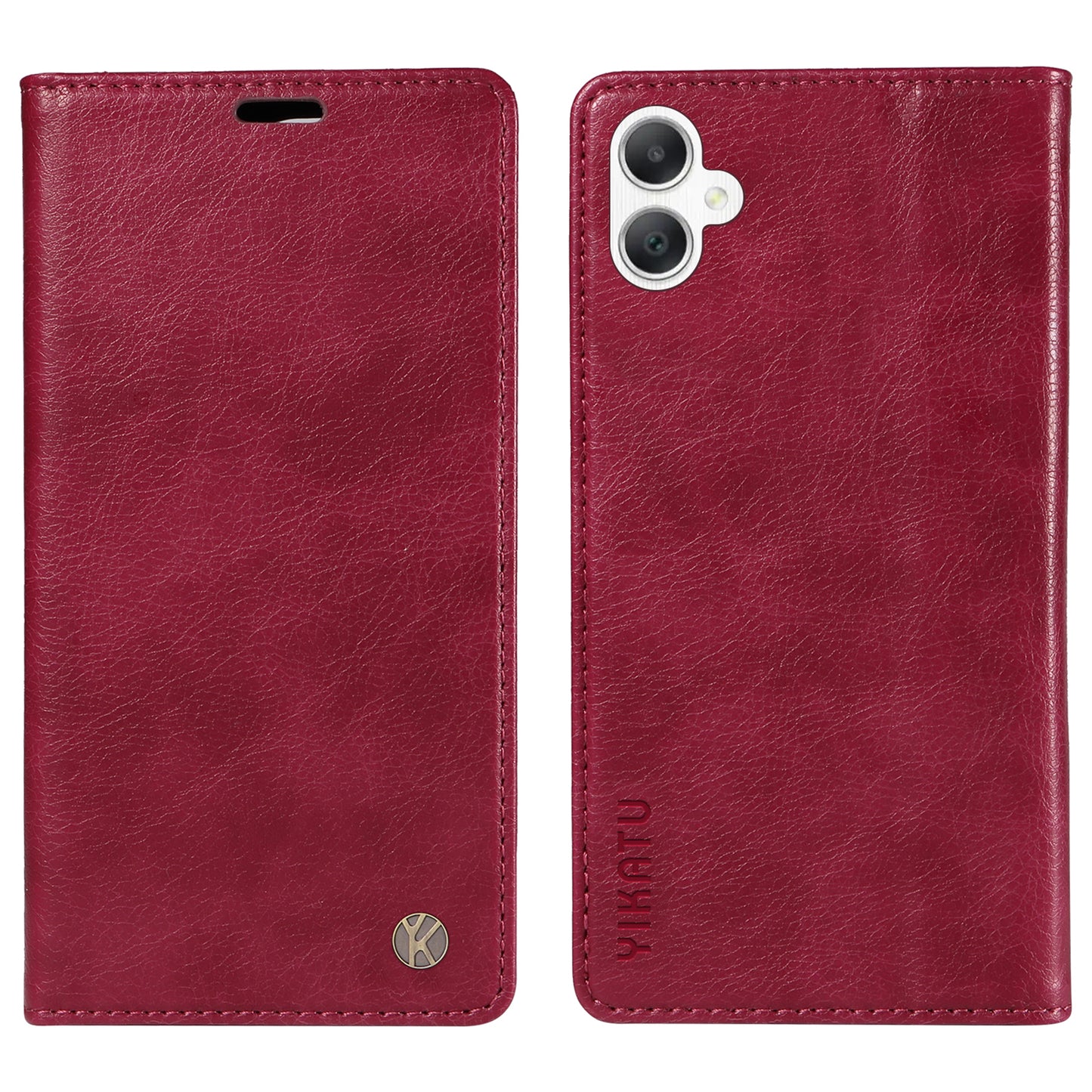 YIKATU YK-006 For Samsung Galaxy A06 Case Wallet Litchi Grain Leather Phone Cover Magnetic Auto-Absorbed - Wine Red