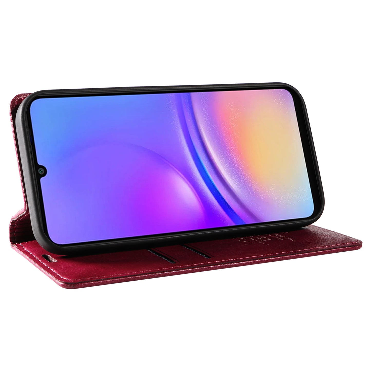 YIKATU YK-006 For Samsung Galaxy A06 Case Wallet Litchi Grain Leather Phone Cover Magnetic Auto-Absorbed - Wine Red