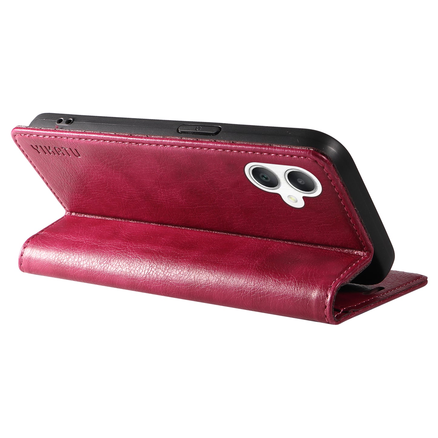 YIKATU YK-006 For Samsung Galaxy A06 Case Wallet Litchi Grain Leather Phone Cover Magnetic Auto-Absorbed - Wine Red