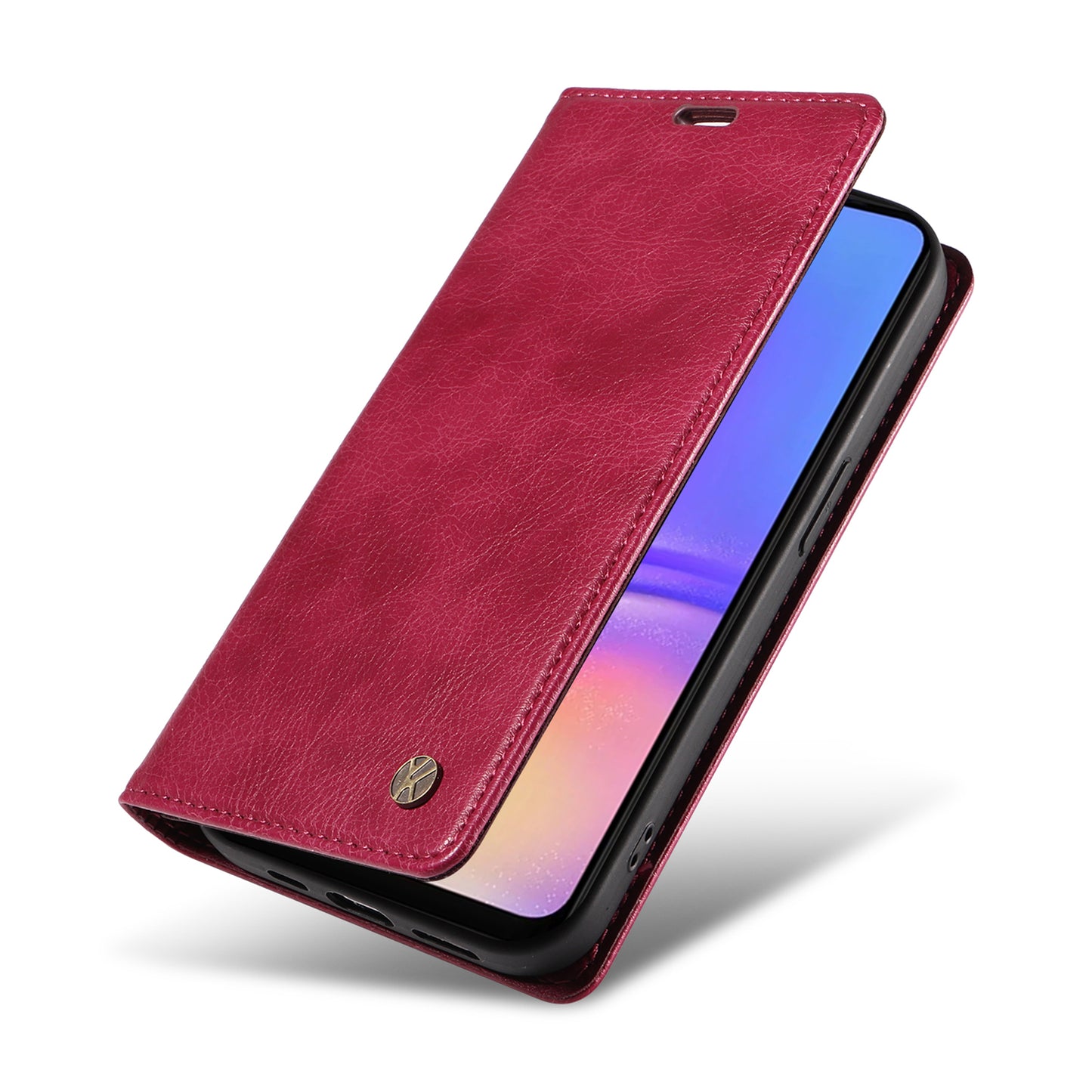 YIKATU YK-006 For Samsung Galaxy A06 Case Wallet Litchi Grain Leather Phone Cover Magnetic Auto-Absorbed - Wine Red