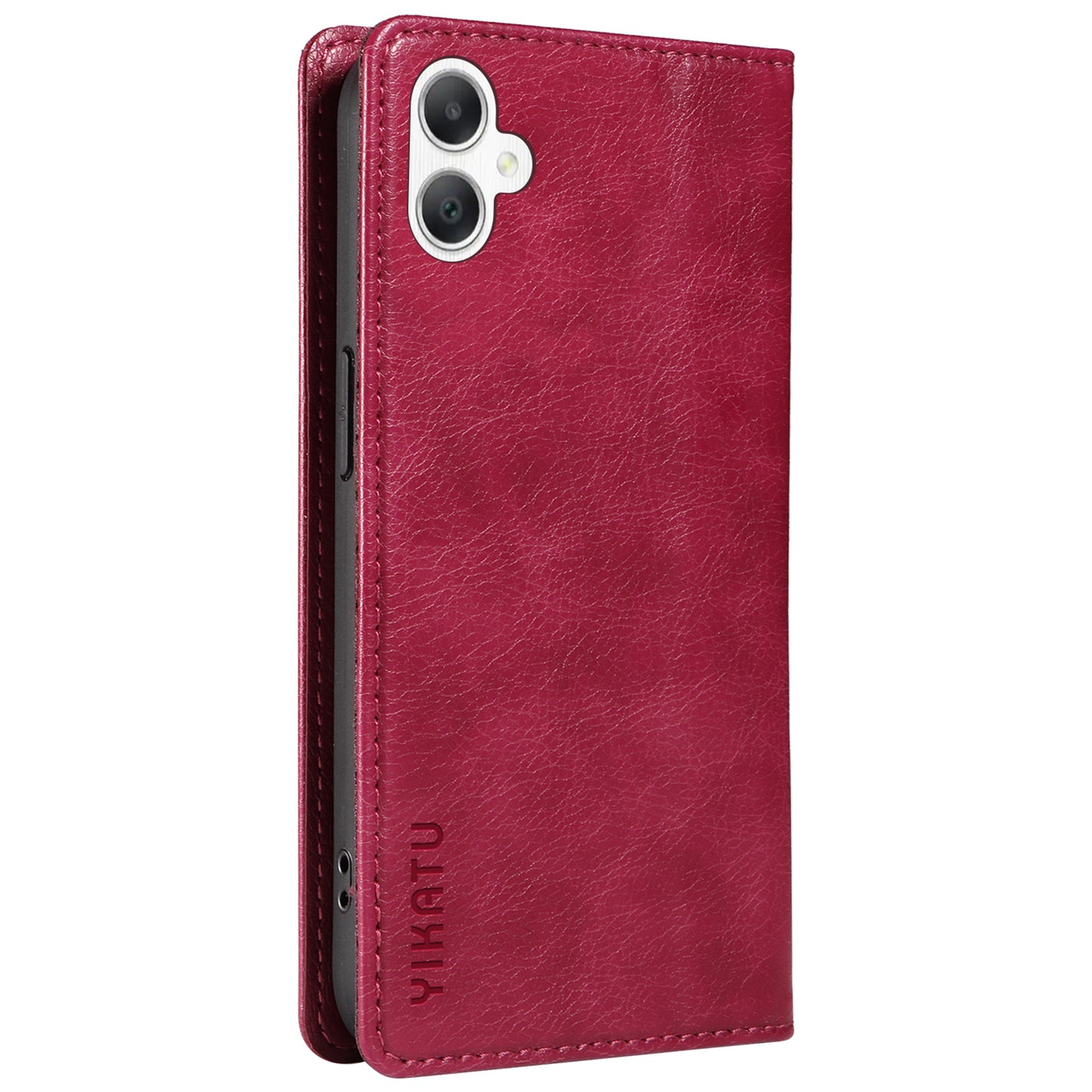 YIKATU YK-006 For Samsung Galaxy A06 Case Wallet Litchi Grain Leather Phone Cover Magnetic Auto-Absorbed - Wine Red