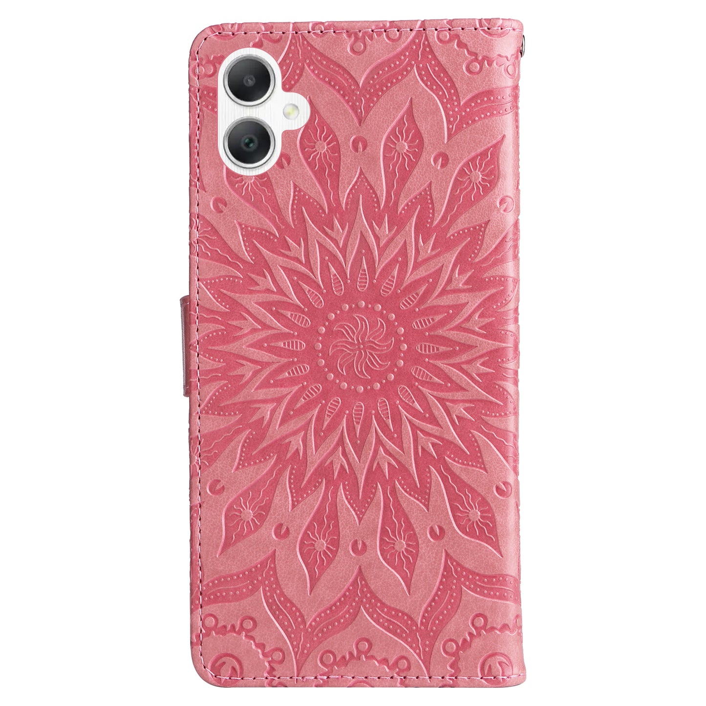 KT Imprinting Flower Series-1 For Samsung Galaxy A06 Case Sunflower Leather Wallet Folio Phone Cover - Pink