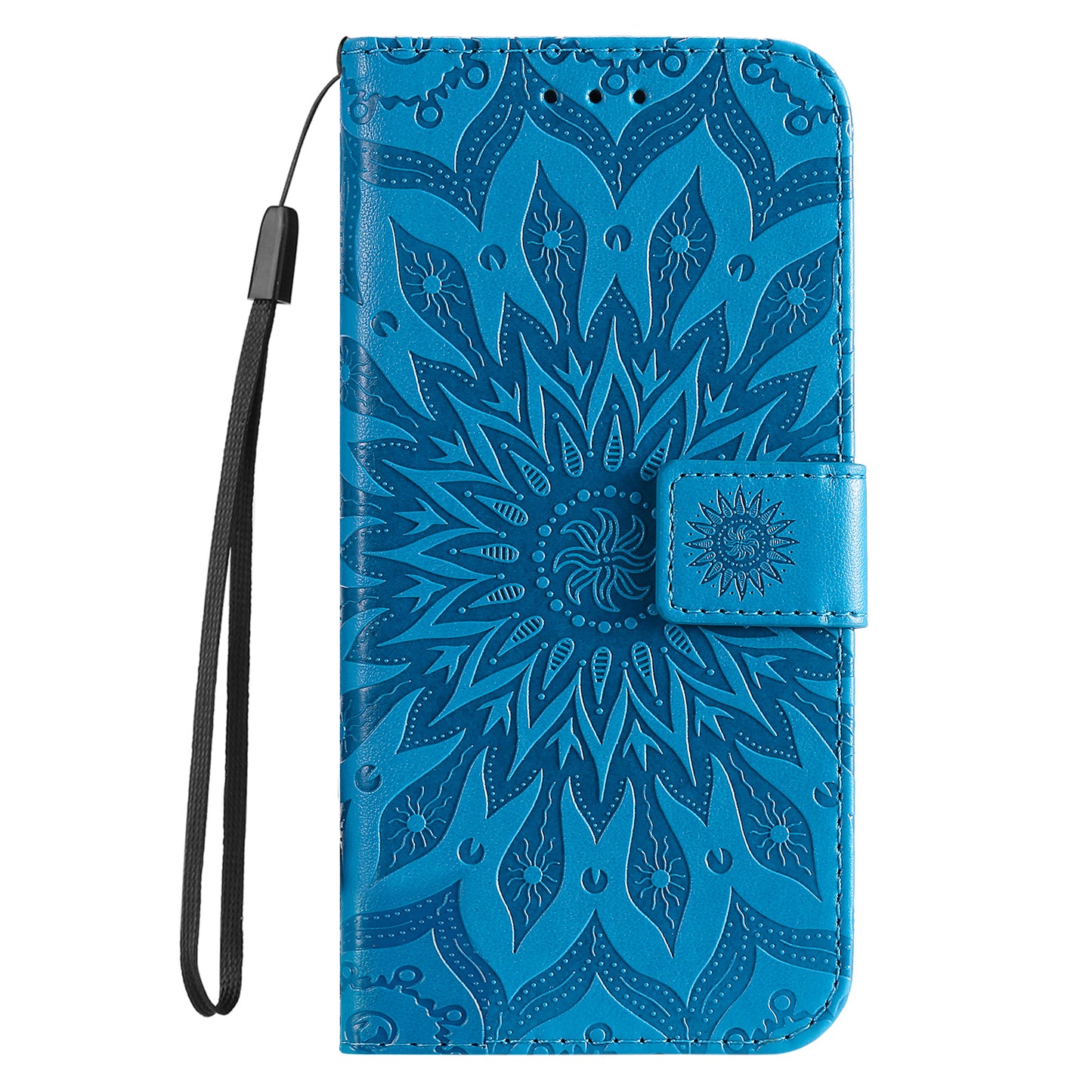 KT Imprinting Flower Series-1 For Samsung Galaxy A06 Case Sunflower Leather Wallet Folio Phone Cover - Blue