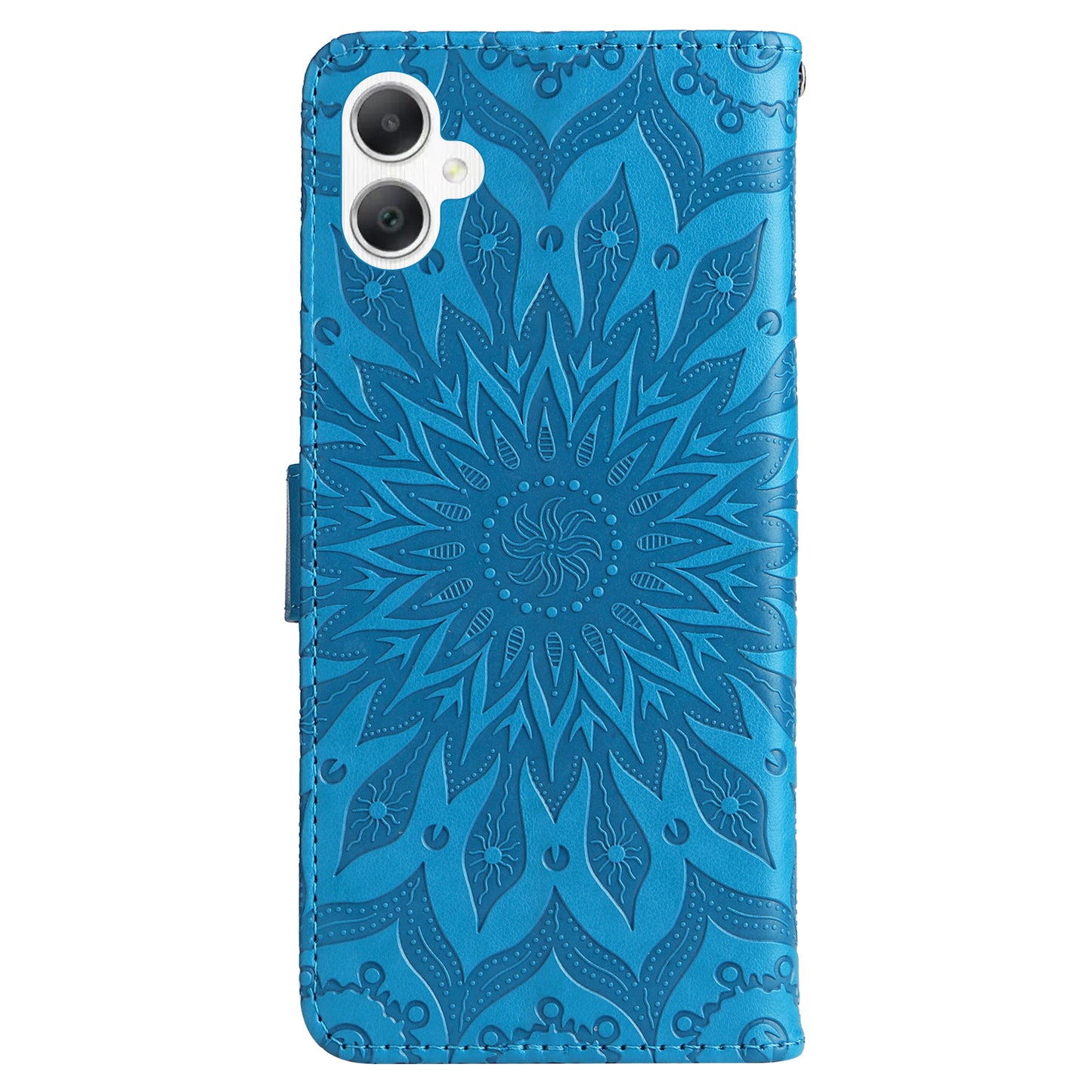 KT Imprinting Flower Series-1 For Samsung Galaxy A06 Case Sunflower Leather Wallet Folio Phone Cover - Blue