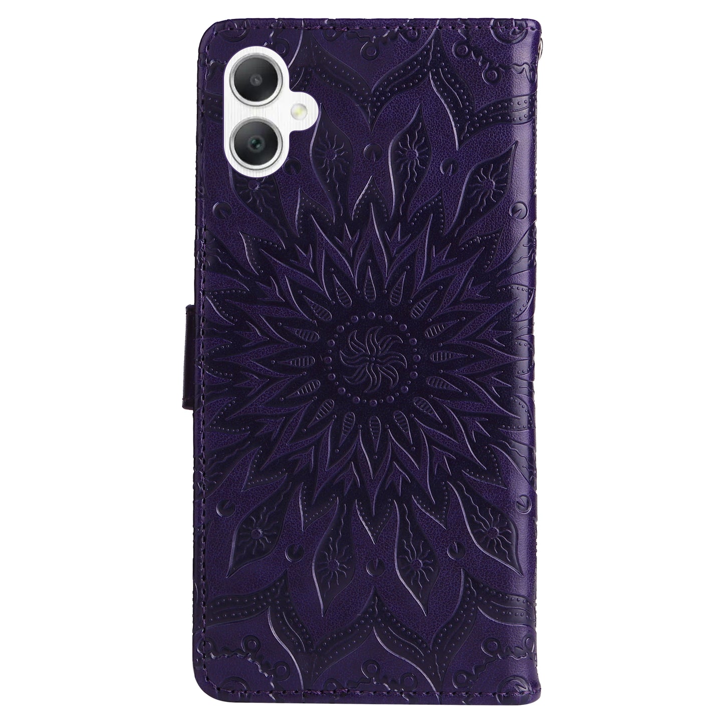 KT Imprinting Flower Series-1 For Samsung Galaxy A06 Case Sunflower Leather Wallet Folio Phone Cover - Purple