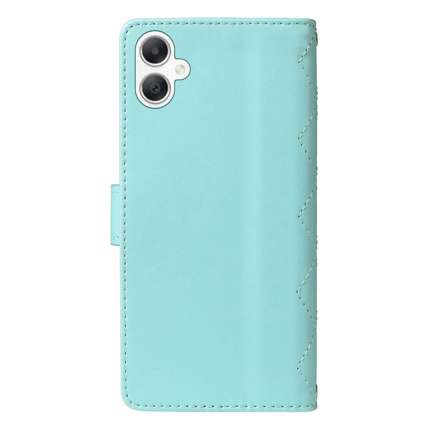 For Samsung Galaxy A06 Case Wallet Rhombus Leather Phone Cover with Shoulder Strap, Wrist Strap - Green