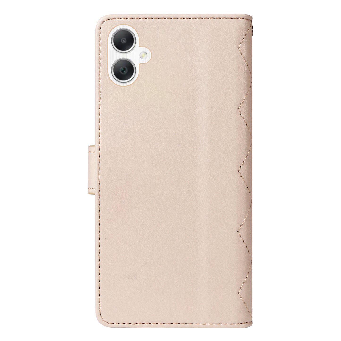 For Samsung Galaxy A06 Case Wallet Rhombus Leather Phone Cover with Shoulder Strap, Wrist Strap - Apricot
