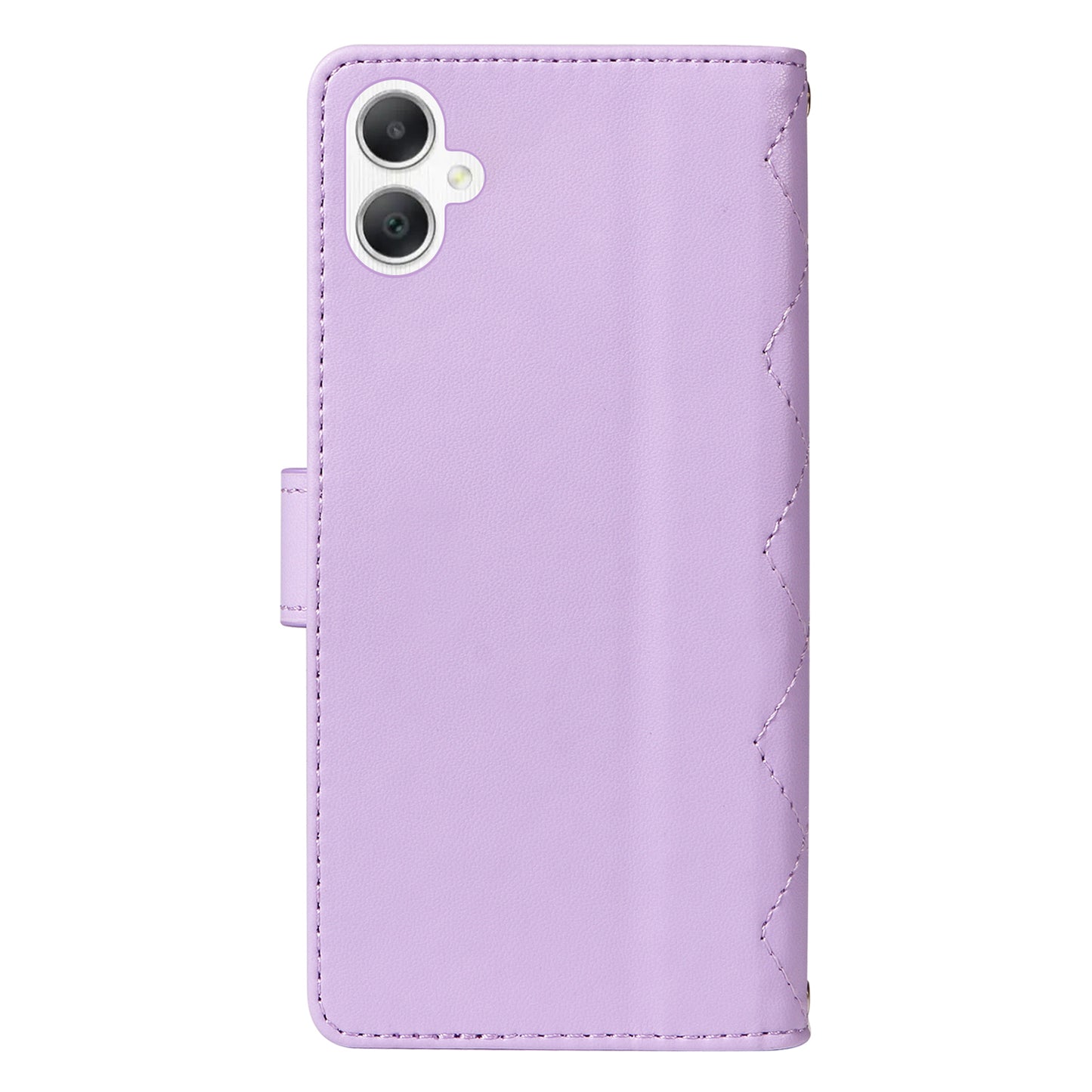 For Samsung Galaxy A06 Case Wallet Rhombus Leather Phone Cover with Shoulder Strap, Wrist Strap - Light Purple