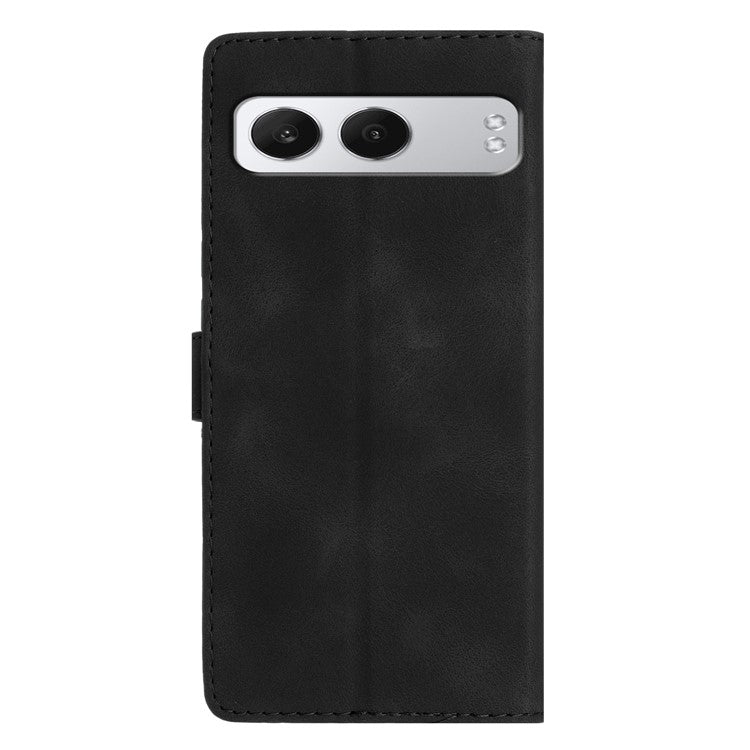 For OnePlus Nord 4 Case Leather Imprinted Flower Phone Cover Wallet with Wrist Strap - Black