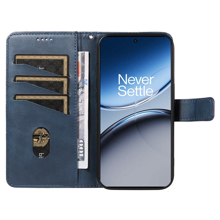 For OnePlus Nord 4 Case Leather Geometric Line Wallet Phone Cover with Wrist Strap - Blue