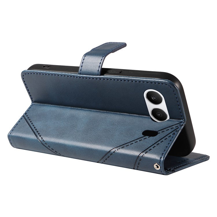 For OnePlus Nord 4 Case Leather Geometric Line Wallet Phone Cover with Wrist Strap - Blue