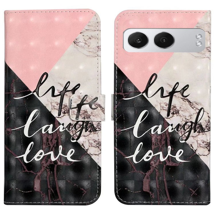 For OnePlus Nord 4 Case 3D Creative Pattern PU Leather Stand Phone Cover - Tri-Color Marble