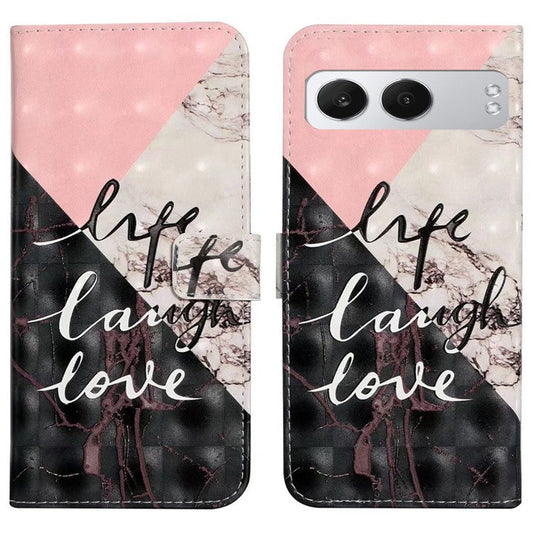 For OnePlus Nord 4 Case 3D Creative Pattern PU Leather Stand Phone Cover - Tri-Color Marble